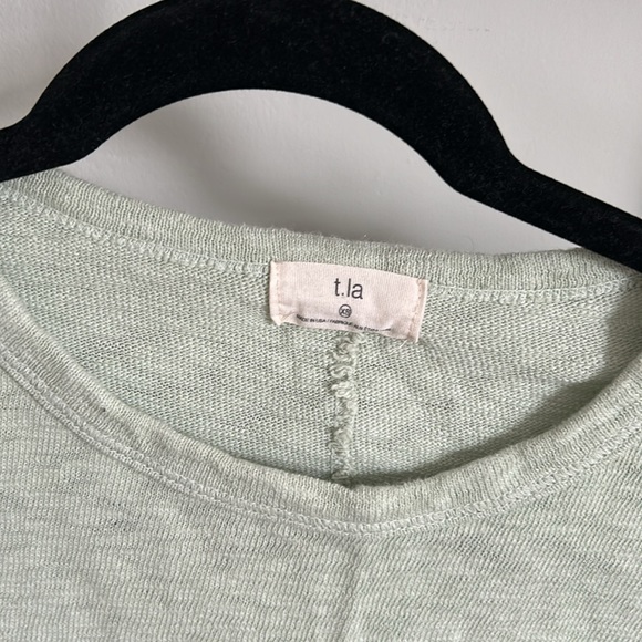 Anthropologie T.LA Cropped Long Sleeve  Crewneck Top Green Size XS - Picture 3 of 8